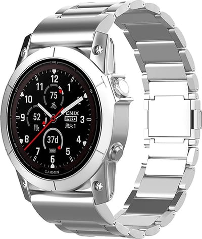 Strap-it Magnetische titanium schakel band - geschikt voor Garmin Fenix 5 (Plus) / 6 (Pro) / 7 (Pro - Sapphire - Solar) / 8 - 47mm / Fenix E / Quatix 5 / 6 / 7 / Forerunner 965 / 955 / 945 / 935 / 745 (zilver)
