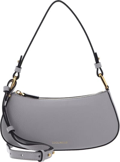 COCCINELLE Leren Schoudertas Avondtas Merveille Mini Bag Light Grey Lichtgrijs