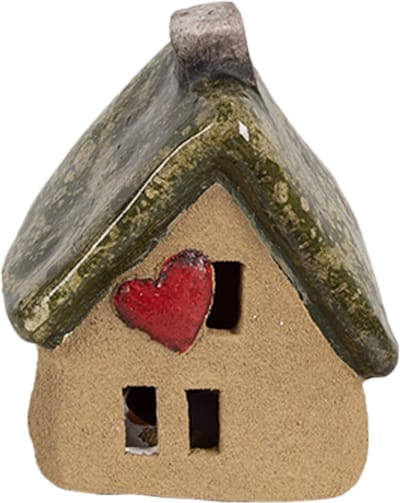 Clayre & Eef Decoratie Beeld Huis 7x6x9 cm Bruin Keramiek