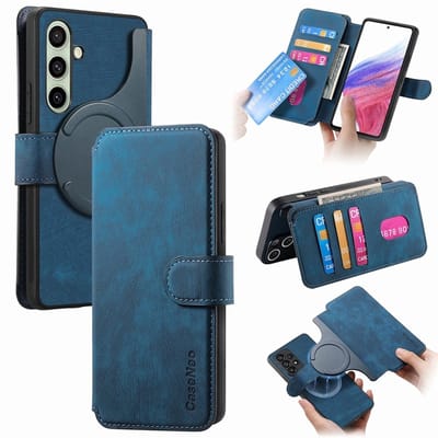 CaseNeo Hoesje - Geschikt voor Samsung Galaxy S24 FE Hoesje - CaseNeo 2-in-1 Book Case & Back Cover - Blauw