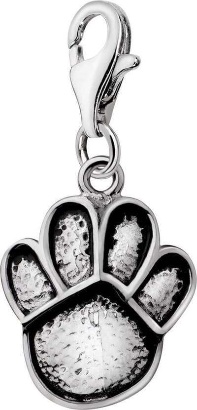 Quiges – 925 - Zilver – Charm - Bedel - Hanger - Hondenpoot - met – sterling - zilver - karabijnslot - geschikt - voor -Bedelarmband HC002