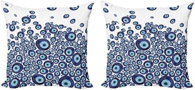 ABAKUHAUS boze oog kussenhoes – 2x45x45 cm – donkerblauw
