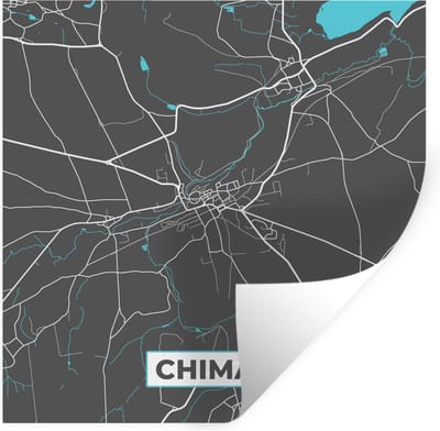 Muurstickers - Sticker Folie - Stadskaart – Grijs - Kaart – Chimay – België – Plattegrond - 100x100 cm - Plakfolie - Muurstickers Kinderkamer - Zelfklevend Behang XXL - Zelfklevend behangpapier - Stickerfolie