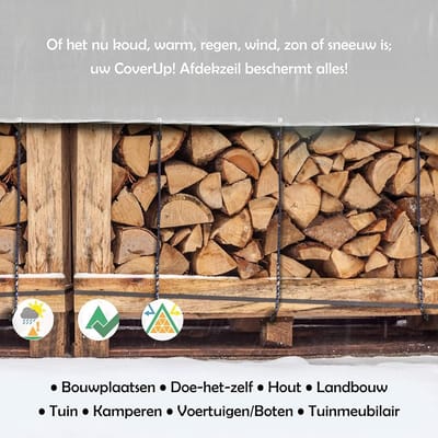 Afdekzeil van textiel 4 x 5 m incl. 20 m touw - afdekzeil met oogjes beschermzeil scheurvast waterdicht 120 g/m2 - wit