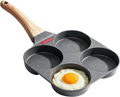 Eierpan Antiaanbak - Omeletpan Pannenkoekenpan - Ontbijt Maken - Vierkops Gelijk Verwarmen - 18x38 cm - Meerkleurig