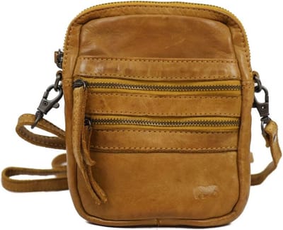 Bear Design Vikas Leren Crossbodytas / Schoudertas - Okergeel