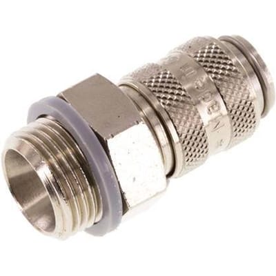 Vernikkeld Messing DN 5 Luchtkoppeling Snelkoppeling G 3/8 inch Buitendraad Double Shut-Off - CLS5-M-BN-SV-038