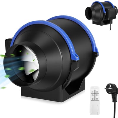 Velori Inline Buisventilator 150mm - Kanaalventilator 6 Inch - Afzuigventilator met 4 Snelheden - Ventilatie Ventilator 600 m³/u - Voor Badkamer Keuken Kweekruimte