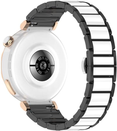 Stalen bandje - geschikt voor Garmin Venu 2s / 3s / 4 (41mm) / Vivoactive 4s / Forerunner 255s / 265s - Huawei Watch GT 5 Pro - 42mm / GT 6 / GT 5 / GT 4 - 41mm - keramiek - zwart wit