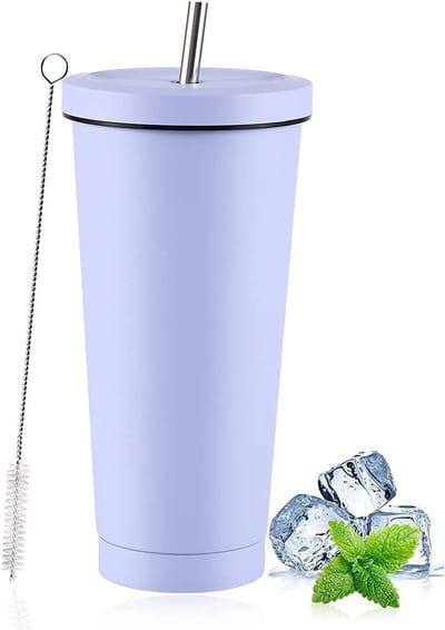 Unyqoos® Isoleerbare Roestvrijstalen Reisbeker met Deksel en Herbruikbaar Rietje, 750 ml, Voor Koude en Warme Dranken