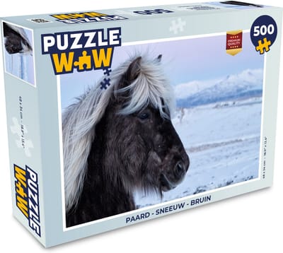 Puzzel Paard - Sneeuw - Bruin - Legpuzzel - Puzzel 500 stukjes