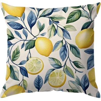 Huisdecoratie Bloemen- & Citroenpatroon Sierkussenhoezen Patroon Kussenhoes Geschikt voor Bank Slaapkamer Auto Kussenhoes 50x50cm