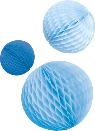 Amscan Feestdecoratie Honeycombs 14/18/22 Cm Blauw 3 Stuks