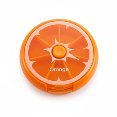 FruitBuddy Medicijndoosje 7 Dagen – Pillendoos Week – Medicatie & Vitaminen Organizer – Compact – Orange oranje