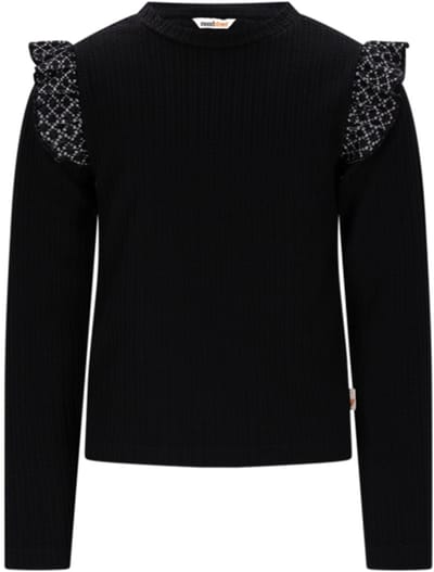 Moodstreet-Meisjes SENNA shoulder-ruffle top-zwart