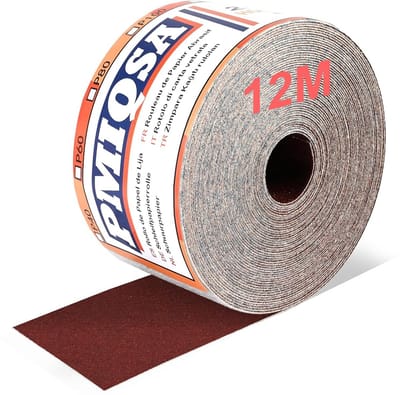 Schuurpapierrol Aluminiumoxide - Schuurrol Klittenband - Metaal Hout Schuren - Scheurvast Latex Papier - 12 m x 70 mm - Rood