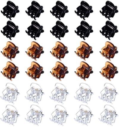 Dailygoods- Haarclips 30 Stuks - Mini Haarspeldjes - Antislip Haarklauwen - Klemmen voor Meisjes/Vrouwen - Zwart/Bruin/Doorzichtig - 1.5x1.3CM - Haarklemmen