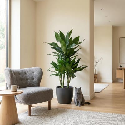 Green boutiQ - Kamerplant - Drakenbloedboom - Dracaena Janet Craig - Groen - Weinig onderhoud - 1 Plant - met Potter Grijs - Pot 21cm - Hoogte 90 - 100cm