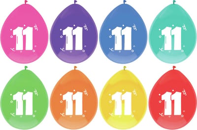 Haza Ballonnen - 11 jaar - leeftijd verjaardag - 6 stuks - 29 cm - versiering