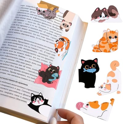 Dailygoods - 10 stuks magnetische boekenleggers, schattige katten magnetische boekenleggers, magnetische boekenleggers, cadeaus voor kattenliefhebbers, vrouwen, leraren, studenten, boekenliefhebbers