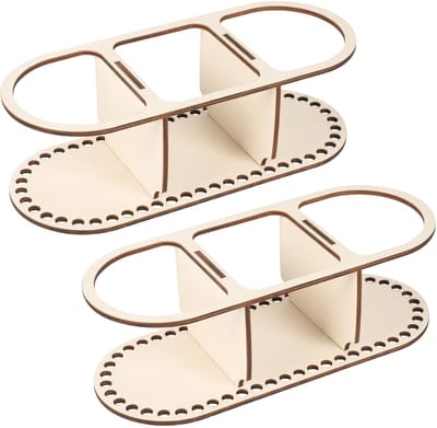 Manden, set van 2 houten basissen voor gehaakte manden, houten mandenvlechtbenodigdheden, basis voor gehaakte tassen (30x15cm, gaten van 9mm)