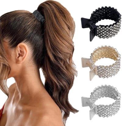 Daity 3-pack - Haarclips - perfect voor het vastmaken van hoge paardenstaarten - voorkomen dat het haar wegglijdt en zetten het kapsel stevig vast - geschikt voor dik - lang haar.