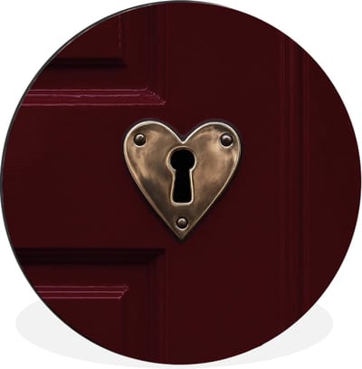 WallCircle - Wandcirkel - Muurcirkel - Bordeaux - Sleutelplaat - Hout - Deur - Aluminium - Dibond - 30x30 cm - Binnen en Buiten
