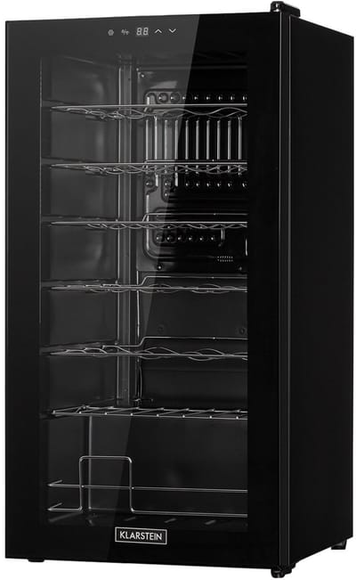 Klarstein Wijnkoeler Shiraz 28 Uno Wijnkoelkast 74L 28 Flessen - Wijnklimaatkast Flessenkoelkast - voor Wijnliefhebber voor Horeca - Touch Bedieningspaneel LED UV-Bescherming - Wijnkast - Wine Cooler - Wine Fridge