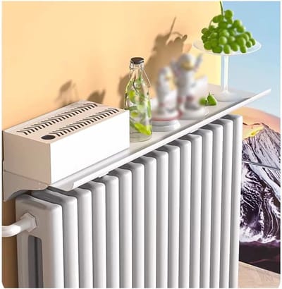 Radiatorplank met luchtbevochtiger - Verdamper plank handdoekenrek - Luchtvochtigheid verbeteren - Zonder boren te monteren - 100 cm - Wit