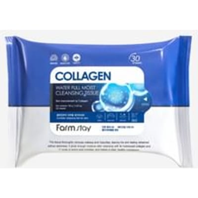 FARMSTAY - COLLAGEN WATER FULL MOIST Lingettes Démaquillantes, Chusteczki do demakijażu, 30 pcs.