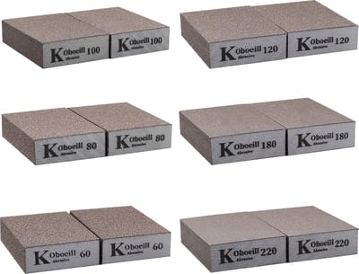 Somstyle Schuurpapier Set - 12 Stuks - Korrel P60 / P80 / P100 / P120 / P180 / P220 - Schuurblok - Handschuurblok - Schuurspons - Zwart / Grijs