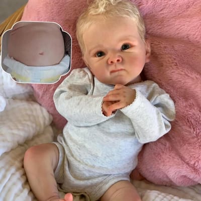 Realistische Siliconen Reborn Pop 45 cm met Blond Haar en Blauwe Ogen voor Kinderen