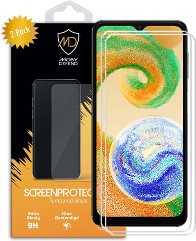 2-Pack MobyDefend Screenprotectors - Geschikt voor Samsung Galaxy A04s - Case-Friendly Screensaver - Gehard Glas