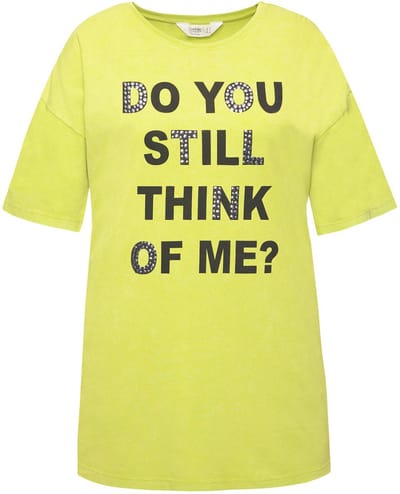Angel of Style - Dames - T-shirt oversized versierd statement vintage look - Limoen - Maat 44