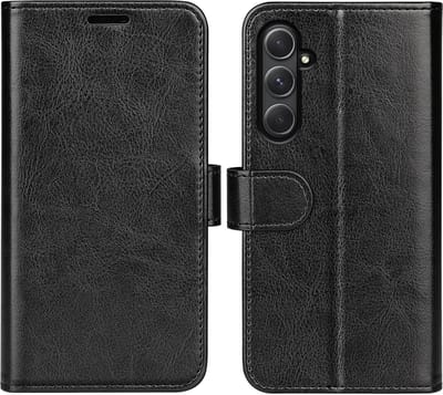 MobyDefend Hoesje - Geschikt voor Samsung Galaxy A55 - Wallet Book Case (Sluiting Achterkant) - Zwart