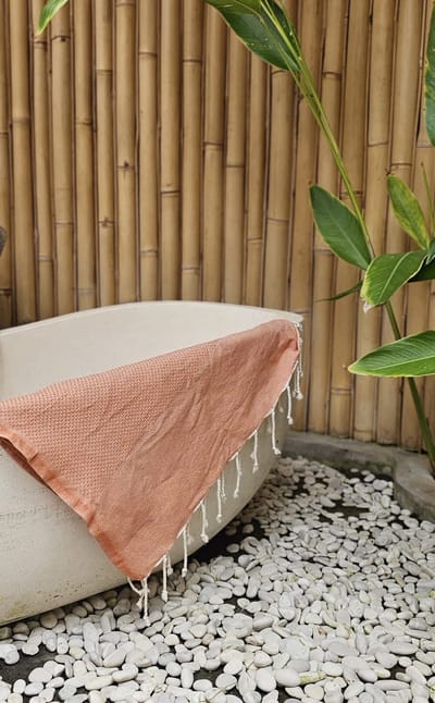 Lantara Hamamdoek Wafel - Peach Terracotta - 100x200cm - Kadotip