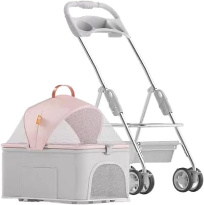 Huisdierenwagen - Dierenbuggy - Reizen met huisdier - 3-in-1 ontwerp - Tot 12 kg - Roze