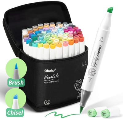 Ohuhu - Honolulu Brush & Chisel - Alcohol Art Markers - 72 kleuren