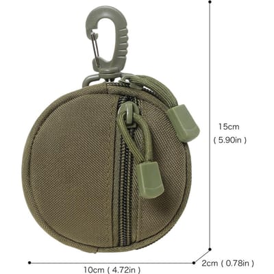 Outdoor Casual Mannen Portemonnee met Muntvak Draagbare Driehoekige Gesp Mini Portemonnee voor Geld en Munten Sleutelhouder Heuptas Ronde Koffer Portemonnee met Rits legergroene kleur