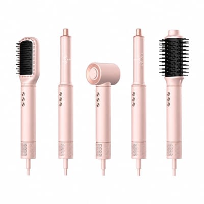 5 in 1 multifunctional hair dryer set - 1300 W - ionic and constant temperature care - pink - gift box packaging