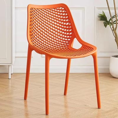 Eetkamerstoelen Stapelbaar - Buitenstoel Tuinstoel - Terras Ontspanning - Holle Rugleuning Design - 42x50x80 cm - Oranje