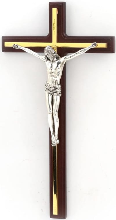 Veronese Design beeld/figuur - Crucifix hangend Hout - verguld en verzilverd - 26,5cm