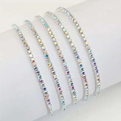 Livano Armband - Staal - Nep Zilver - Dames - 5 St - Zilver/Regenboog