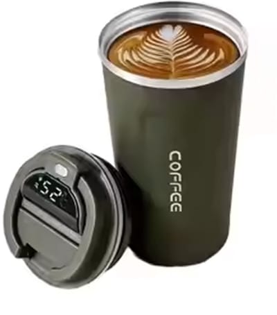 Slimtron Thermo Koffiebeker – 500ml – Digitale Temperatuurweergave - thermometer koffiebeker - Donkergroen