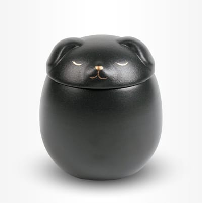 Honden Urn Klein 500 ml Zwart Slapend hondje - Dieren Urn voor As Crematie - Urn Hond - Urn Kat