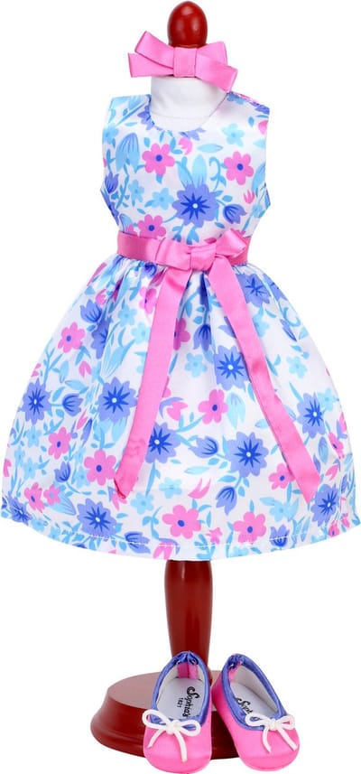 Sophia's Poppenkleding voor Modepop - Feestjurk - 3 Stuks - Poppen Accessoires - Bloemen