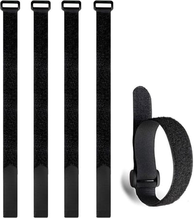 SnelShoppen - Set van 5 Herbruikbare Kabelbinders met Buckle, Verstelbare Bevestiger voor TV en PC Kabels, 20 x 500 mm, Zwart, Ideaal voor Thuis en Ka