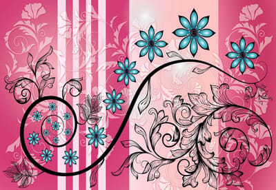 Fotobehang Flowers Floral Pattern | XL - 208cm x 146cm | 130g/m2 Vlies