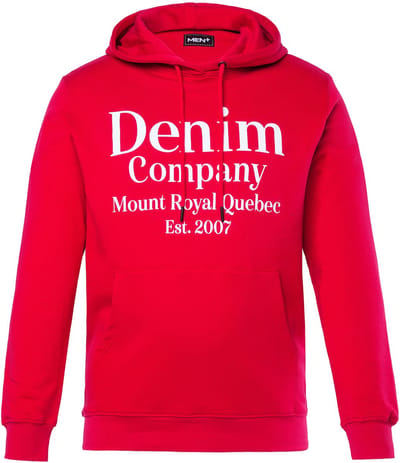Men Plus - Heren - Hoodie trui met capuchon borstprint kangoeroezak - Fluweelrood - Maat 8XL