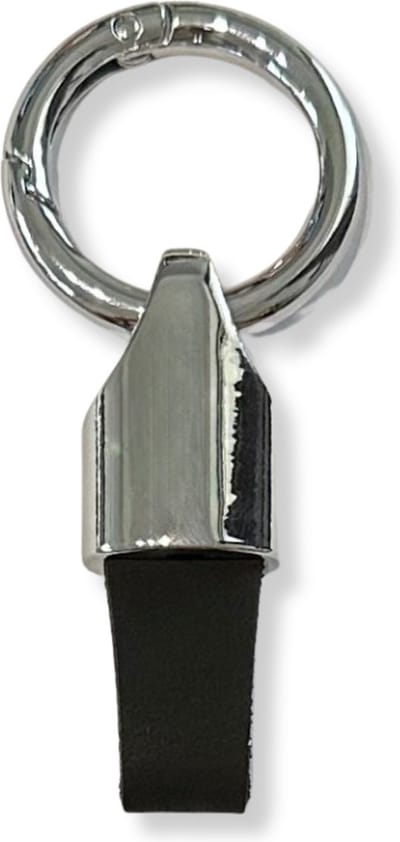Luxe Sleutelhanger, Leren & Metaal Sleutelhanger, Kunstleer, Zwart - Zilver